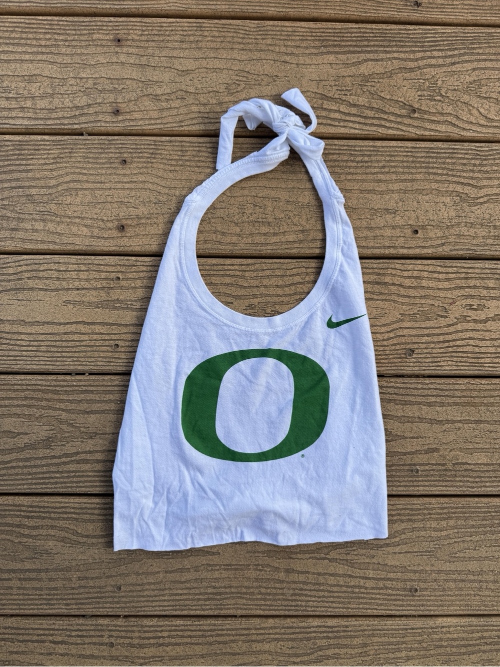 Nike White Halter Crop Top with Green Oregon O - Picture 2 of 2
